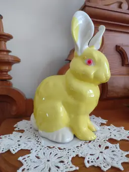 Vintage Yellow Rabbit Figurine - Vintage Easter Decor