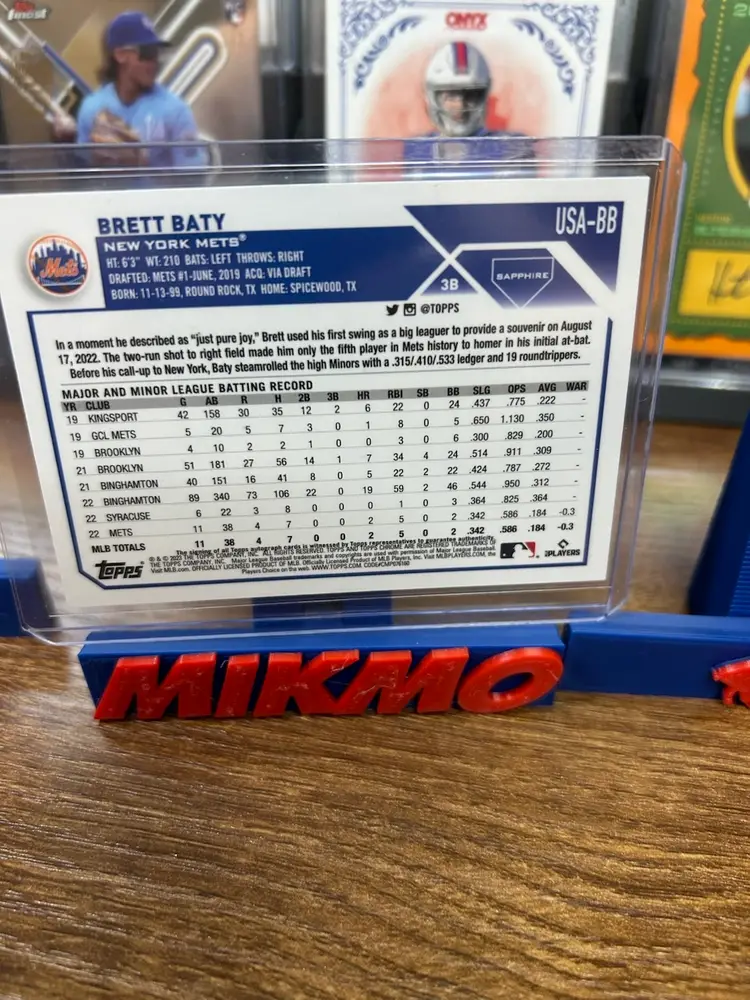 Brett Baty Topps Chrome Sapphire Auto Green /99 Mets