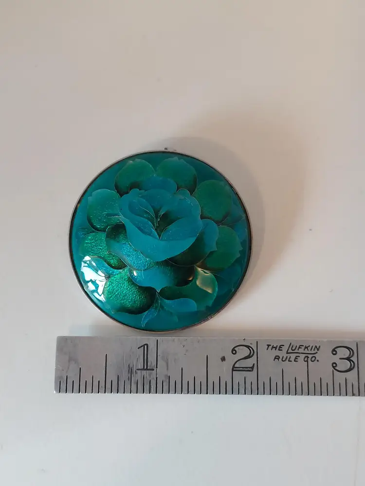 Blue Enamel On Foil Brooch Pendant