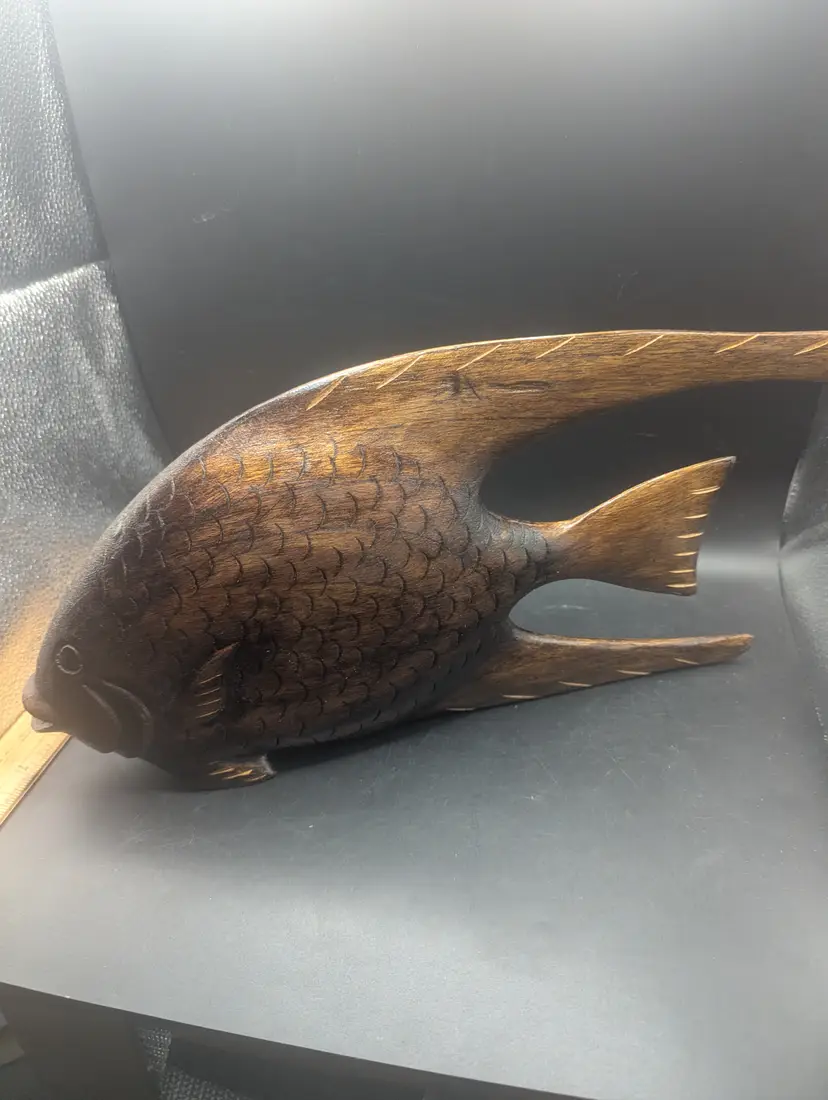 Hand Carved Large Wood Tropical Fish Beach House Coastal Decor