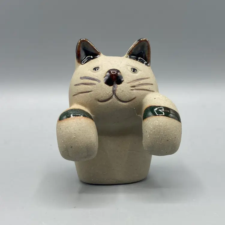 Vintage Pottery Cat Pot Sitter Hanger