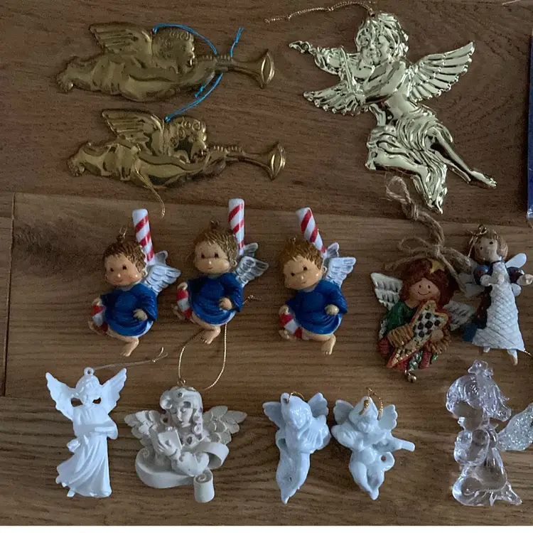 Set Of 17 Vintage Kitschy Christmas Angel Ornaments