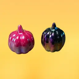 33. Halloween ceramic MINI pumpkins Set Of 2 iridescent