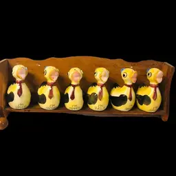 Six Ceramic Yellow Duck Duckling Spice Shakers Jars