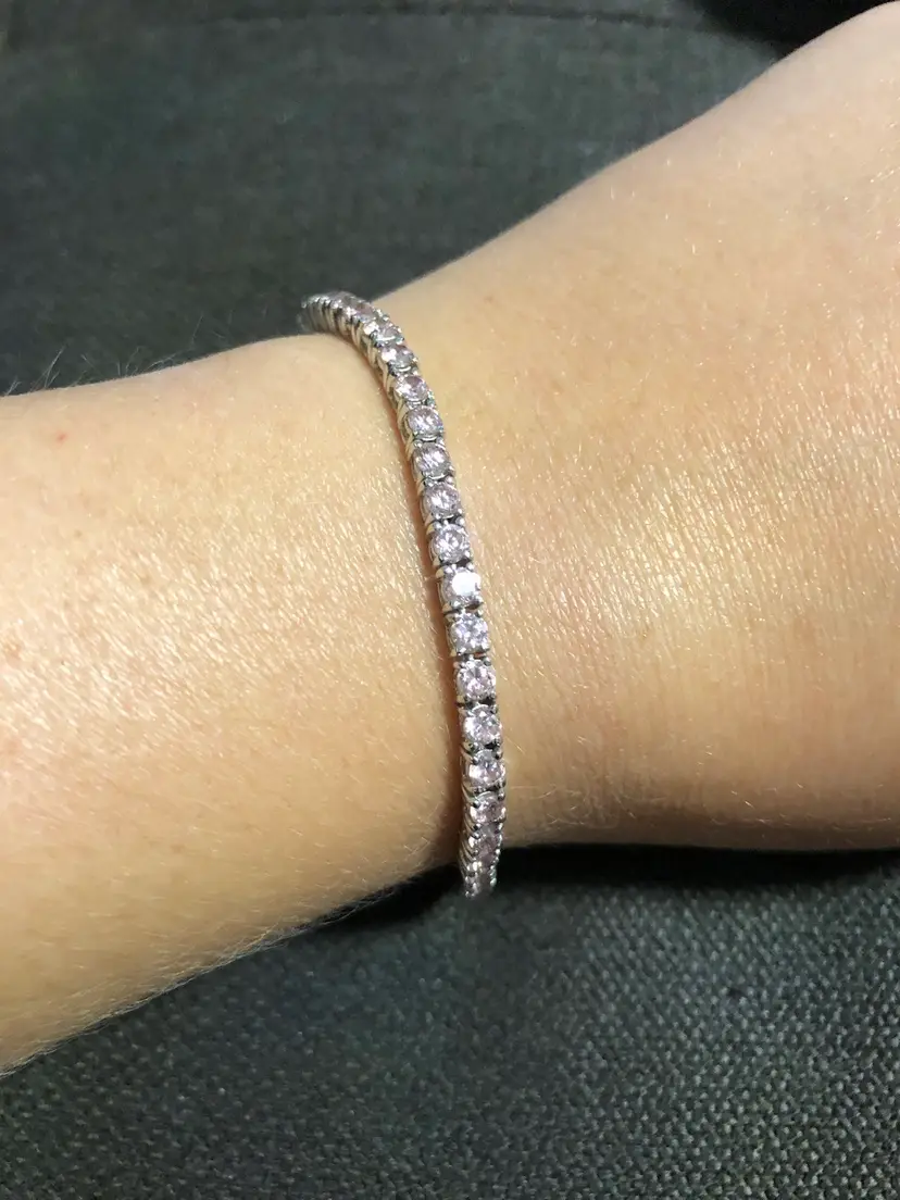 Pink Jeweled Silver-Tone Stunning Bracelet