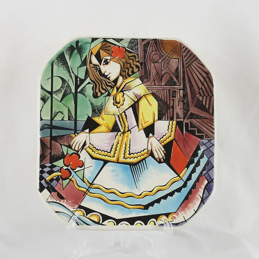 Vintage Abstract Ceramar Hand Painted Spanish Plate Meninas Ladies in Waiting