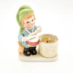 Little Drummer Boy Christmas Luvkins 1978 Jasco Candle Holder Ceramic Taiwan B25