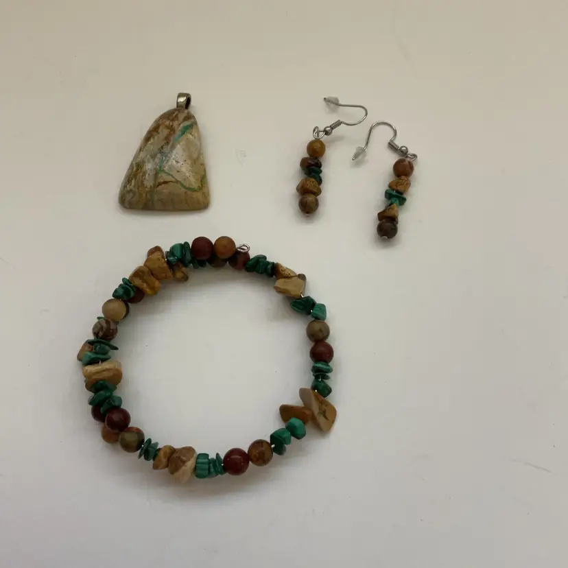 Royston Ribbon Turquoise Set- Pendant, Bracelet, Earrings - Made By Me