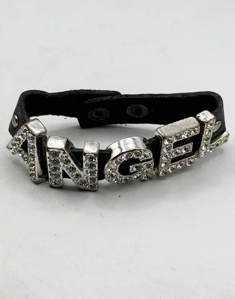 Rhinestone angel snap bracelet