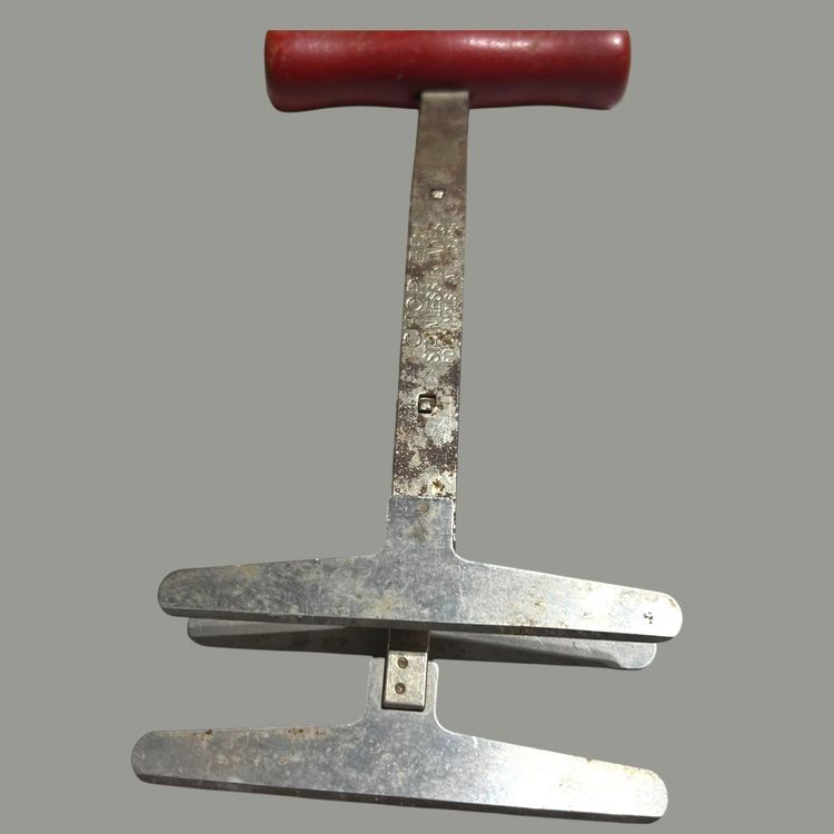 Vintage Foley stainless blades red wood handle chopper 8 inches.
