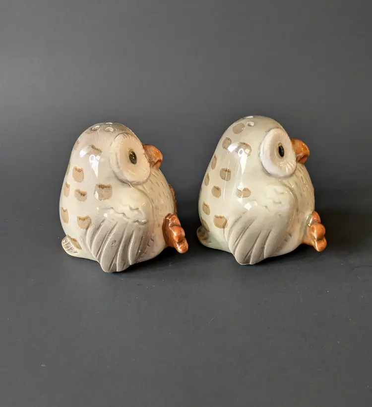 Vintage 1978 Fitz And Floyd FF Baby Owl Ceramic Salt Pepper Shakers Set Japan
