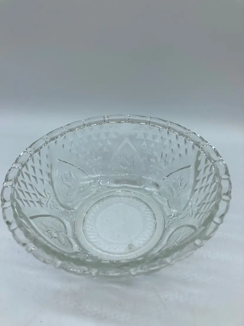 Vintage KIM Indonesia Pressed Clear Glass Candy Fruit Dessert Bowl Dish