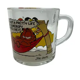 Vtg 1978 McDonald's Garfield Cat Odie Glass Coffee Cup/mug By Jim Davis