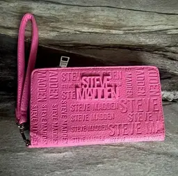 Steve Madden Pink Embossed Wallet Wristlet Purse
