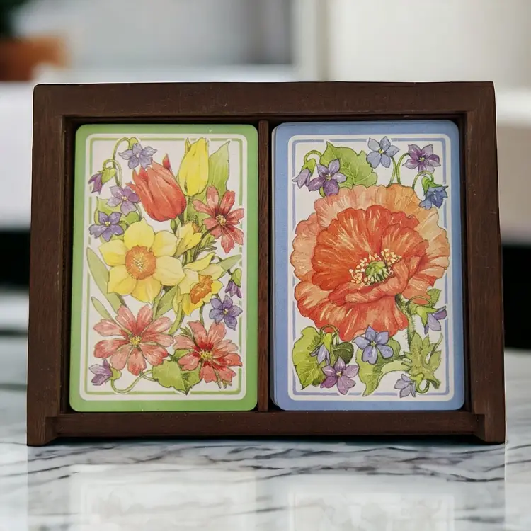 Hallmark Flower Festival Double Deck Playing Cards 1970's Daffodil Poppy Boxed