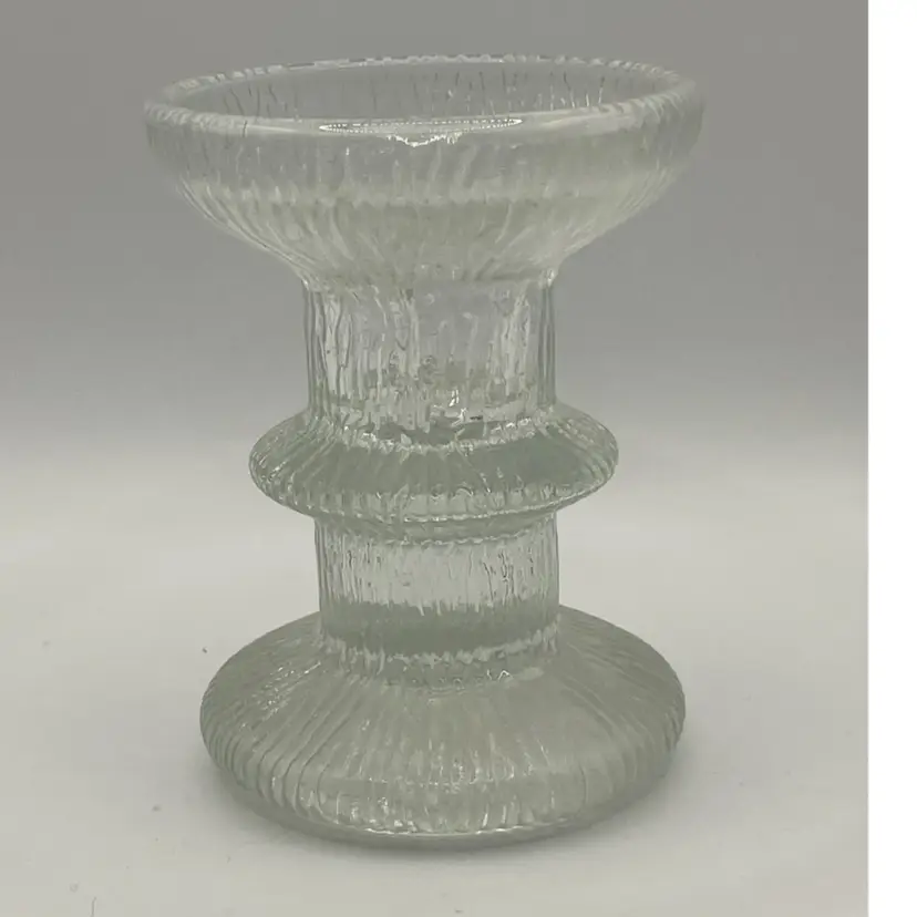 Vintage 1970’s Luminarc “Nordic” Crystal Candleholder, Textured, Ice Glass, 3 1/2”