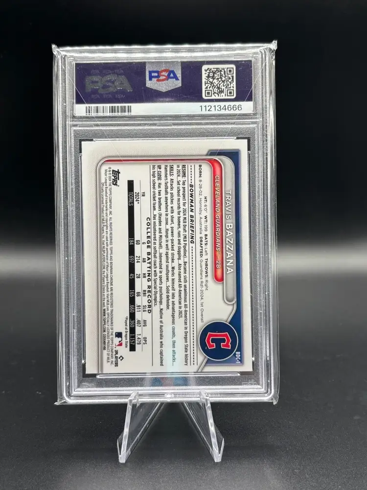 2024 Bowman Draft Travis Bazzana Bubble Gum Snack Pack SSP PSA 9
