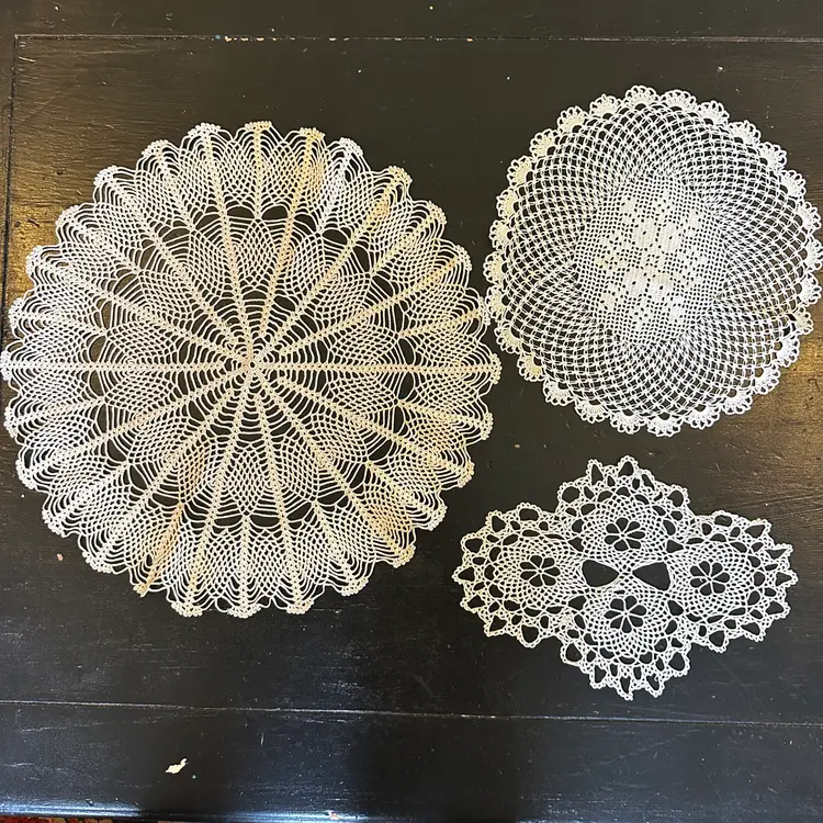 Mixed Lot of 3 Vintage Hand Crocheted Doilies #61