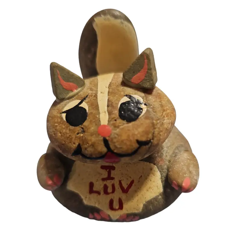 Cat Pet Rock 'I Love You' Handmade OOAK
