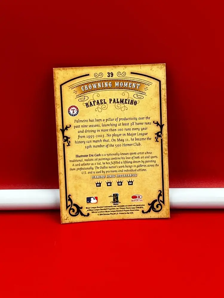 2004 Donruss Collector Baseball Card Diamond Kings Rafael Palmeiro #39