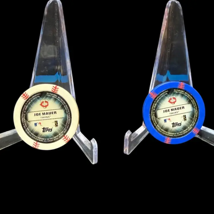 Joe Mauer 2015 Topps Poker Chipz Blue & White Border Chips Minnesota Twins