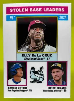 2024 Topps Heritage High Number De La Cruz / Ohtani / Turang Stolen Base Leaders - 2024 Topps Heritage High Number De La Cruz / Ohtani / Turang Stolen Base Leaders