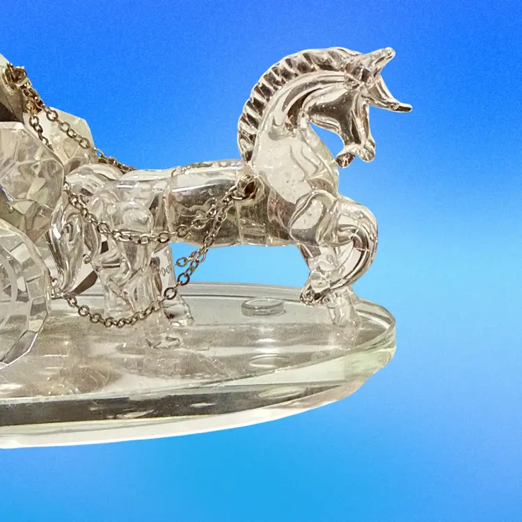 Vintage Godinger Shannon Crystal Horse Drawn Wedding Carriage Figurine