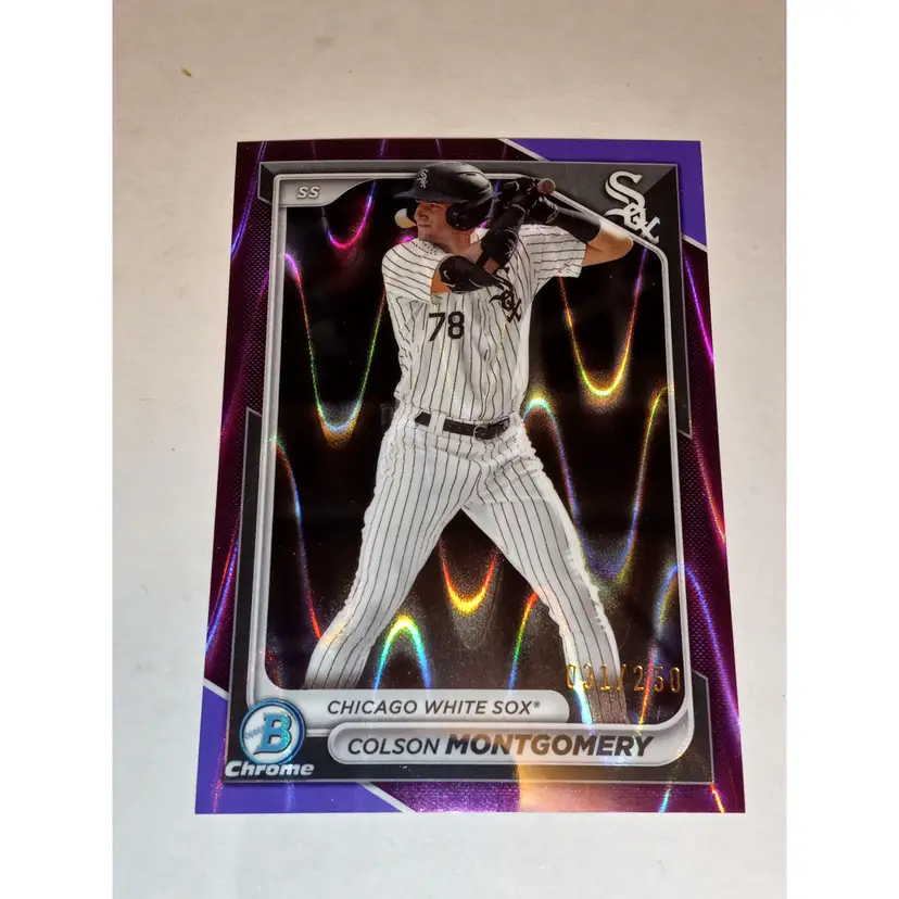 Colson Montgomery 2024 Bowman Chrome #BCP-8 Purple Ray Wave 031/250 White Sox