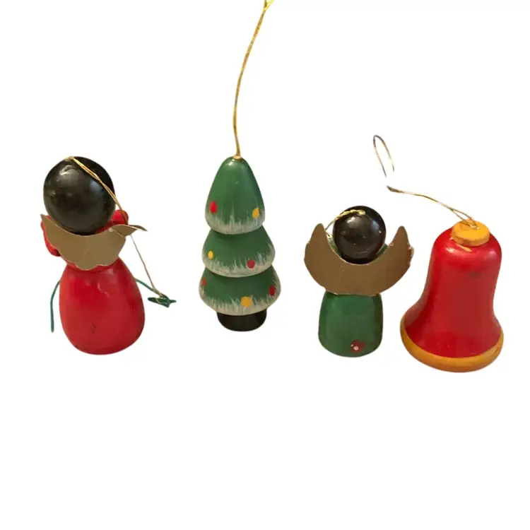 4 Vintage Wooden Ornaments