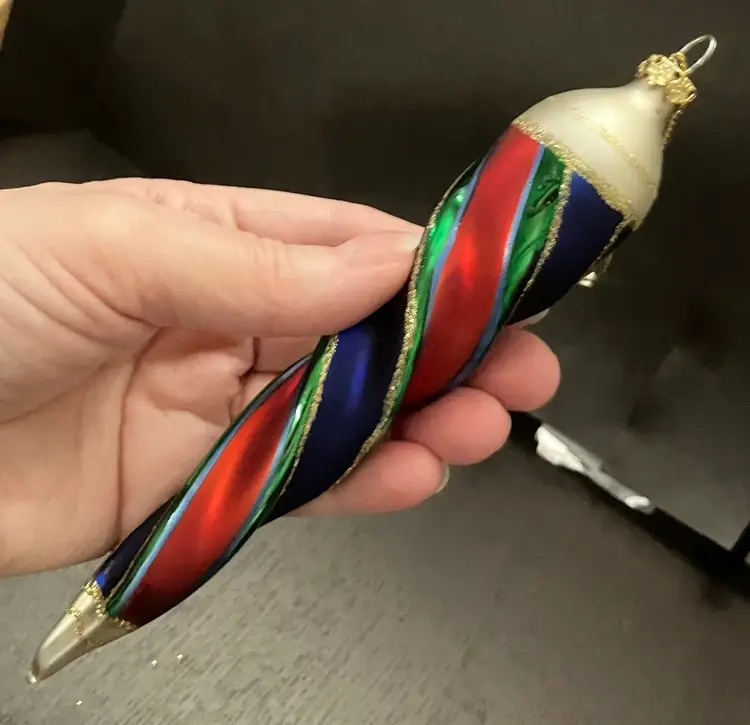 Spiral Icicle Glass Multicolored Ornament Christmas