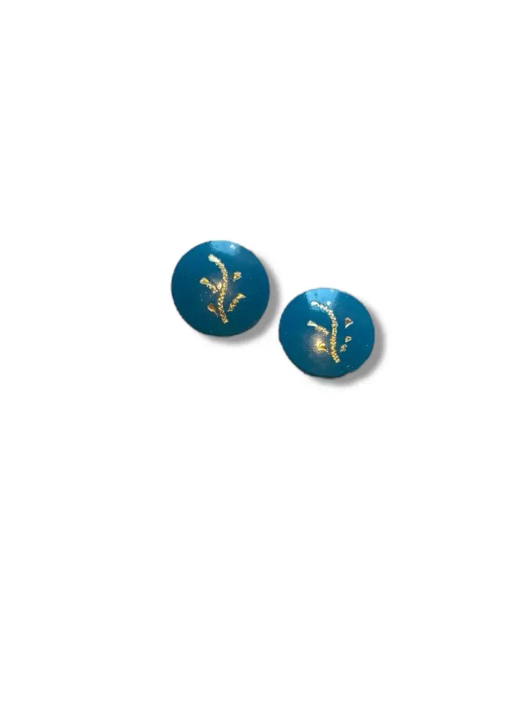 Bergere Teal Enamel Clip On Earrings
