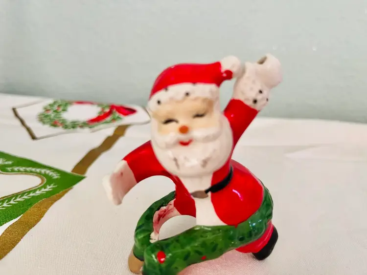 Vintage Santa Ceramic Candle Hugger Japan
