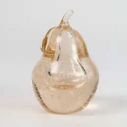 Vintage Murano Art Glass Pear Paperweight - Bubble Handblown Italy