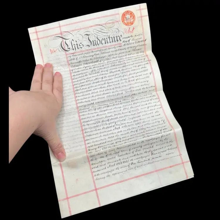 Antique Mortgage Deed For Land In England 1897, Waxed With Official Seals