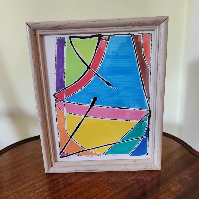 Marble Art On Watercolor Paper Original Signed By The Artist Frame not Included 8x10