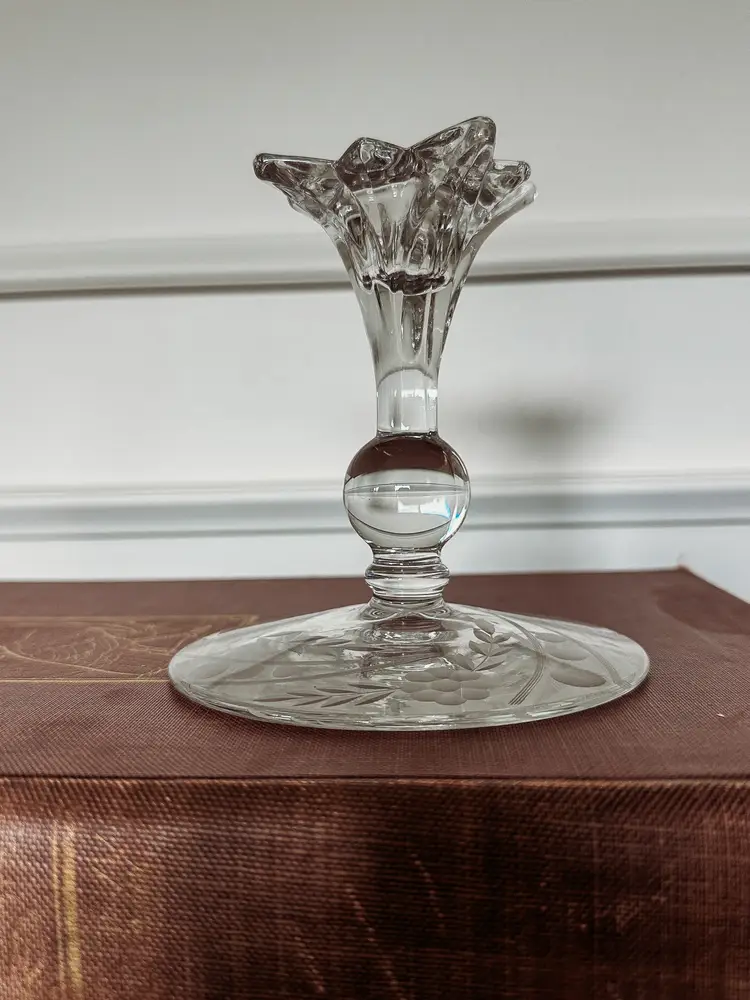 Etched Glass Candlestick