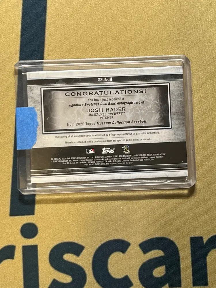 Josh Hader 2020 Museum Collection Auto Relic Milwaukee Brewers /299