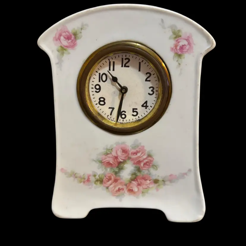 Antique, New Haven Porcelain Mantle/Boudoir Clock, Makers Mark In Green Germany, Stamp 8515. No Chips No Cracks Working Condition Wind Up Mechanism. NOTE: My Porcelain Clocks & To Come clock Listings Are All From One Collector - All From The Same Vintage Antique Clock Owners Store!