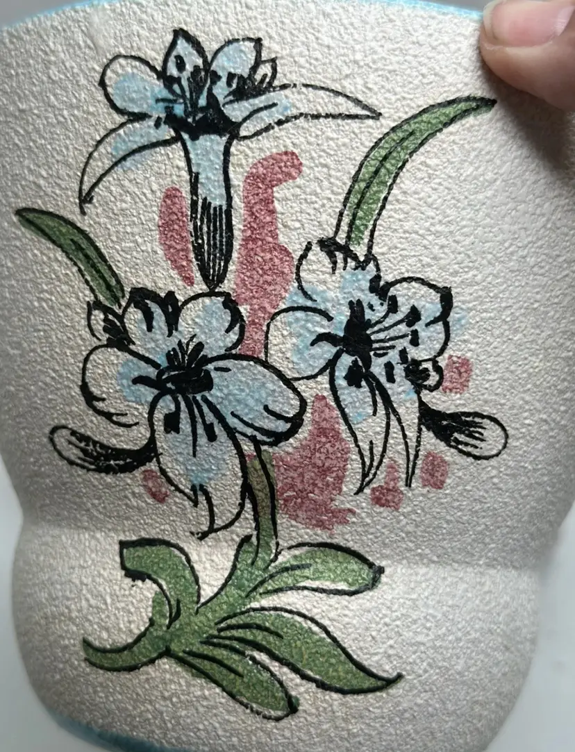 Italian Floral Design Planter Indoor / Outdoor Texture Signed Italy