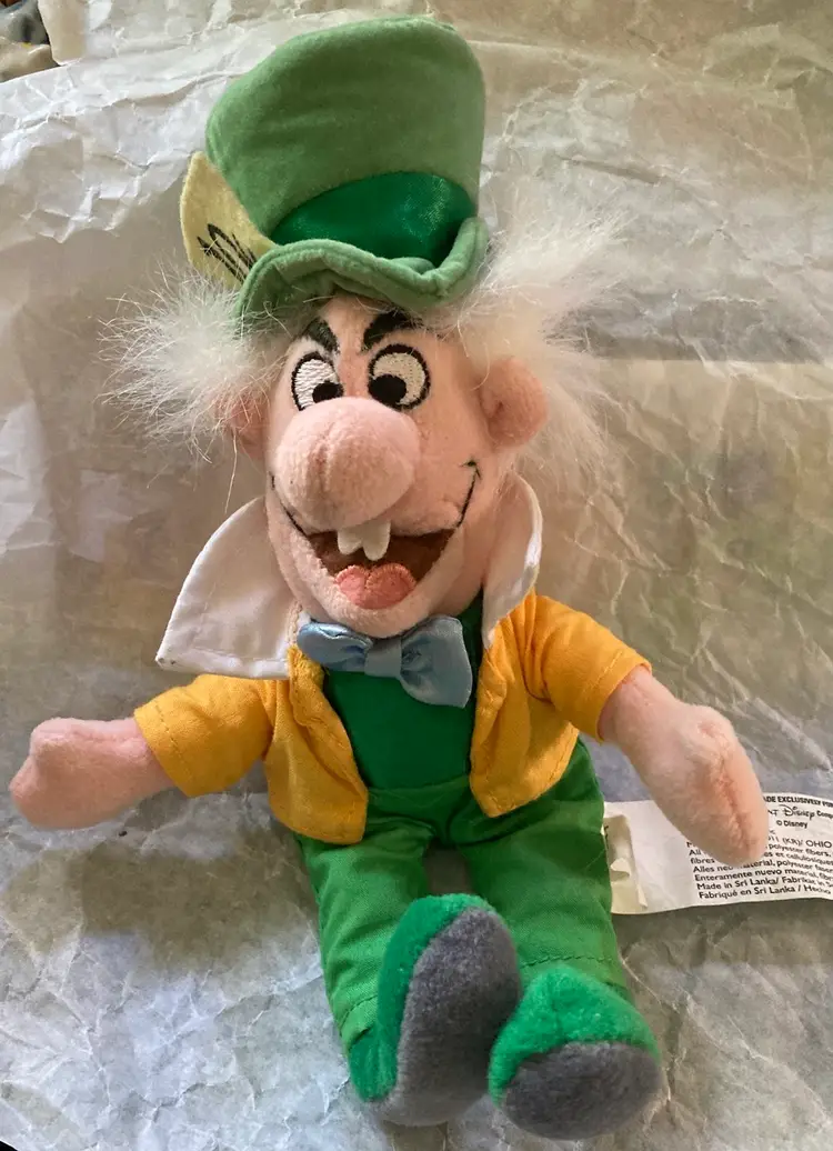 Disney Store Mad Hatter Alice in Wonderland Bean Bag Plush