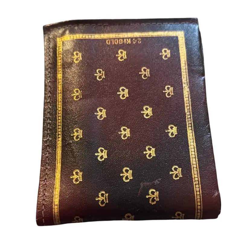 Leather Wallet With Gold Accent