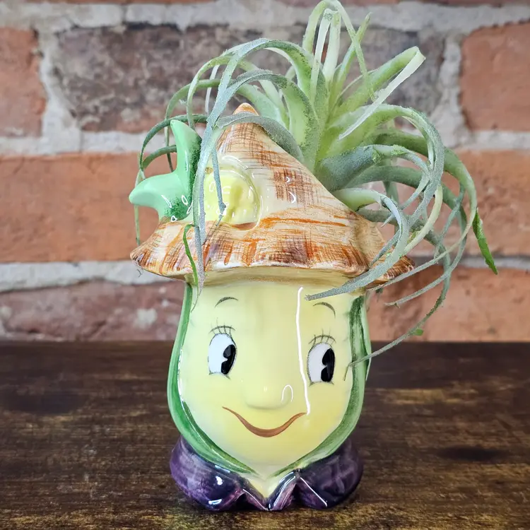 Vintage Anthropomorphic Corn Farmer Planter Open Sugar Bowl Made in Japan Kitsch Veggie Face