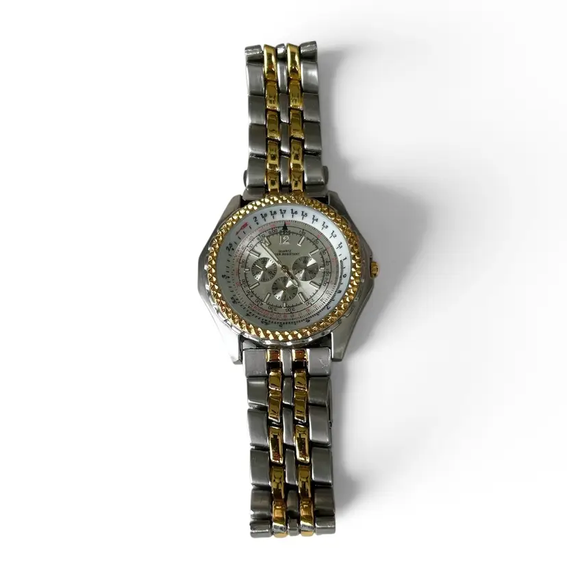 Two Tone Quartz Analog Men's Fashion Watch Sz. 8"