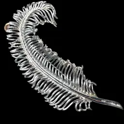 #0032 Signed 1950-60s Coro Large Vintage Silver Tone Feather Brooch Pin Jewelry