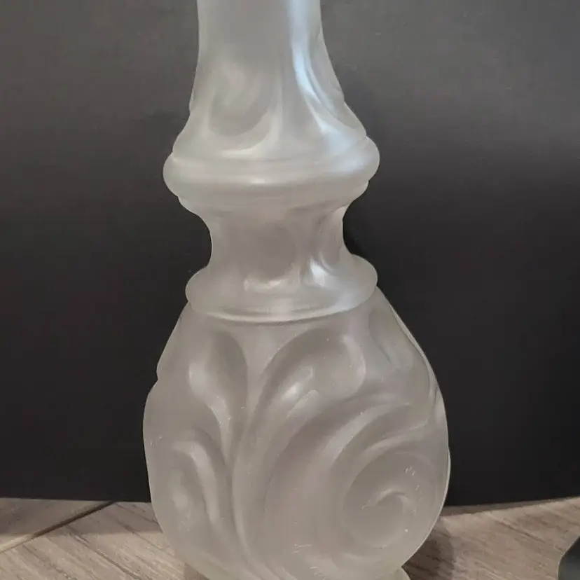 Vintage 1970's Merle Norman Frosted Glass Bath Oil Bottle with Swirl Design