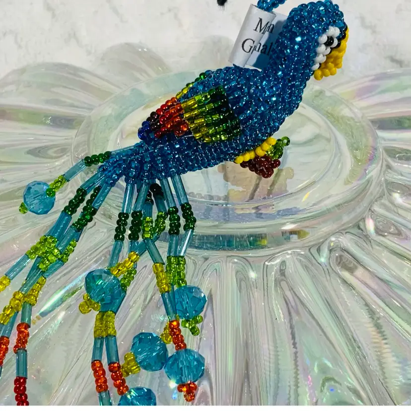 Beaded McCaw Vibrant Colorful Home Décor 
Handmade Artisan Made Glass Beads It Glows