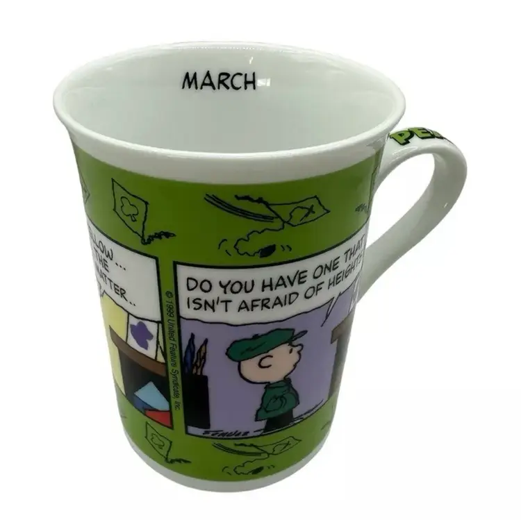 March Peanuts Calendar Coffee Cup Charlie Brown Danbury Mint Schulz Comic