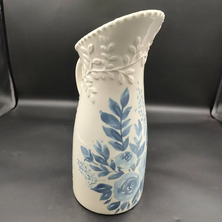 Mudpie Blue Floral Ceramic Pitcher