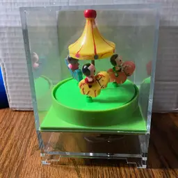 Vintage Made In Hong Kong Music Box! Music Works, Carousel Doesn’t Spin! 5 1/2” Tall!