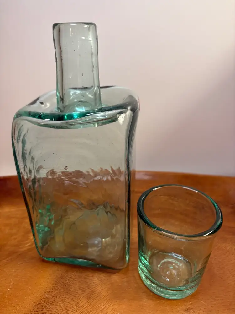 Vintage Green Water Decanter And Glass - TumbleUp
